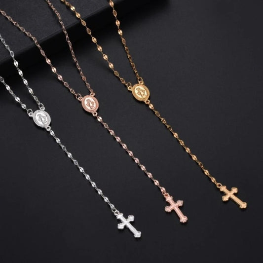 Cross Necklace – Gold Rosary Pendant | AURIA