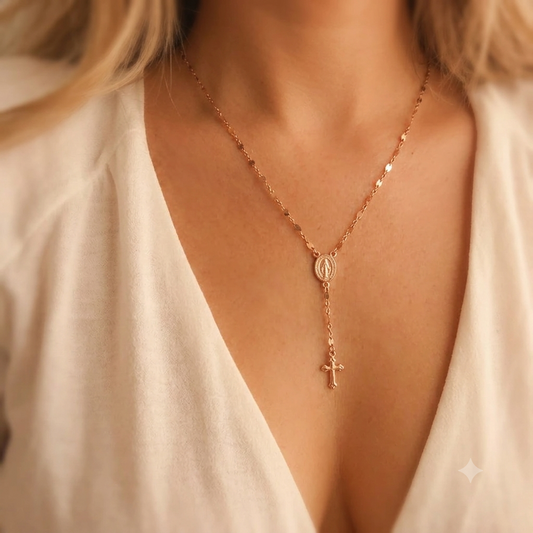 Cross Necklace – Gold Rosary Pendant | AURIA