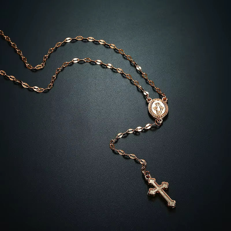Cross Necklace – Gold Rosary Pendant | AURIA