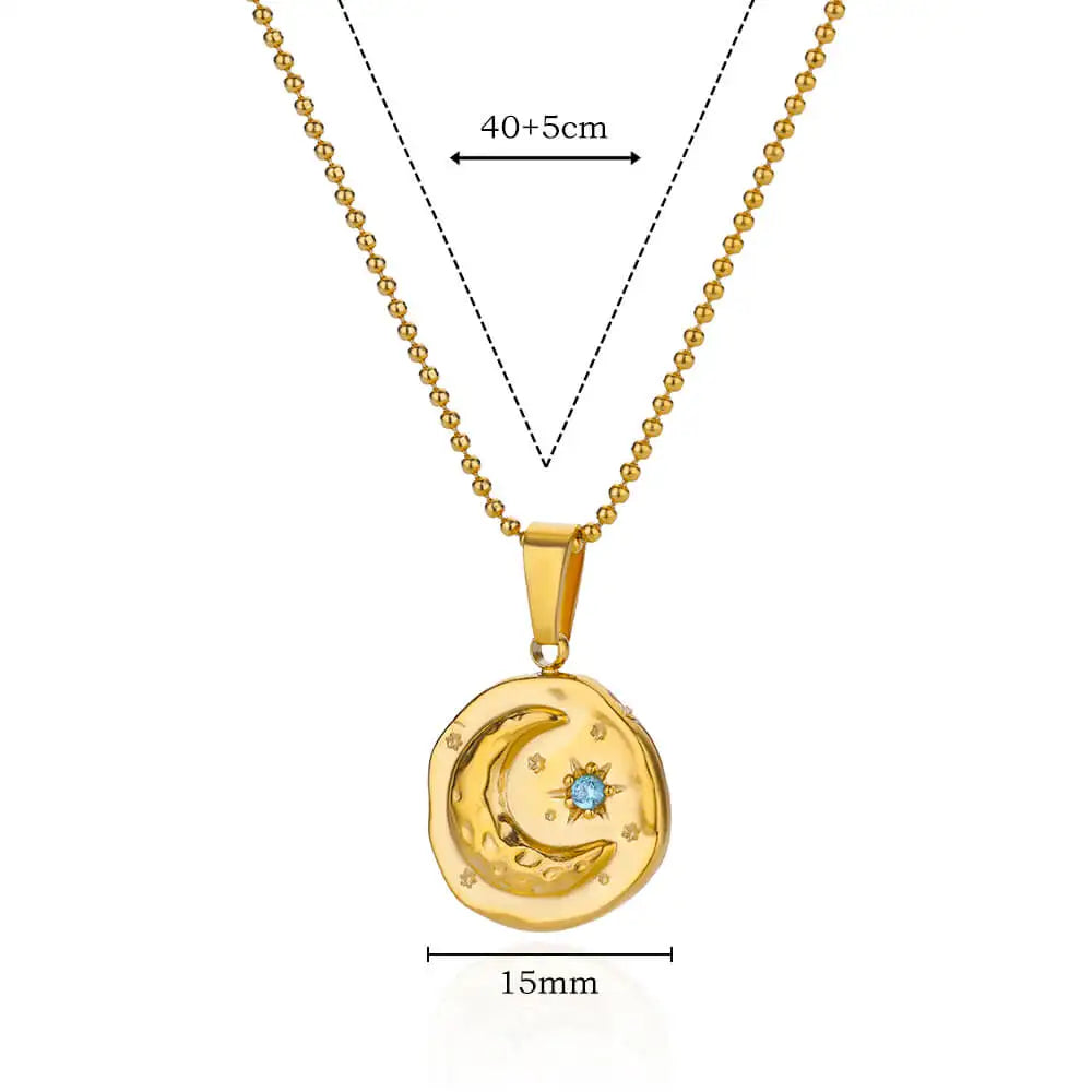 Moon Necklace – Gold  Star Pendant | AURIA