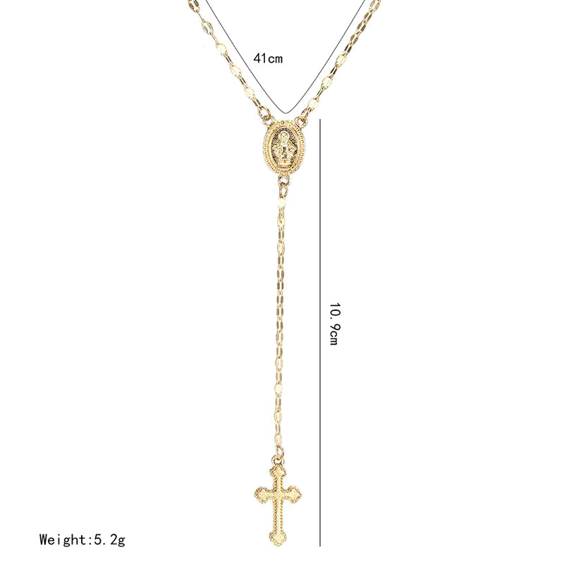 Cross Necklace – Gold Rosary Pendant | AURIA