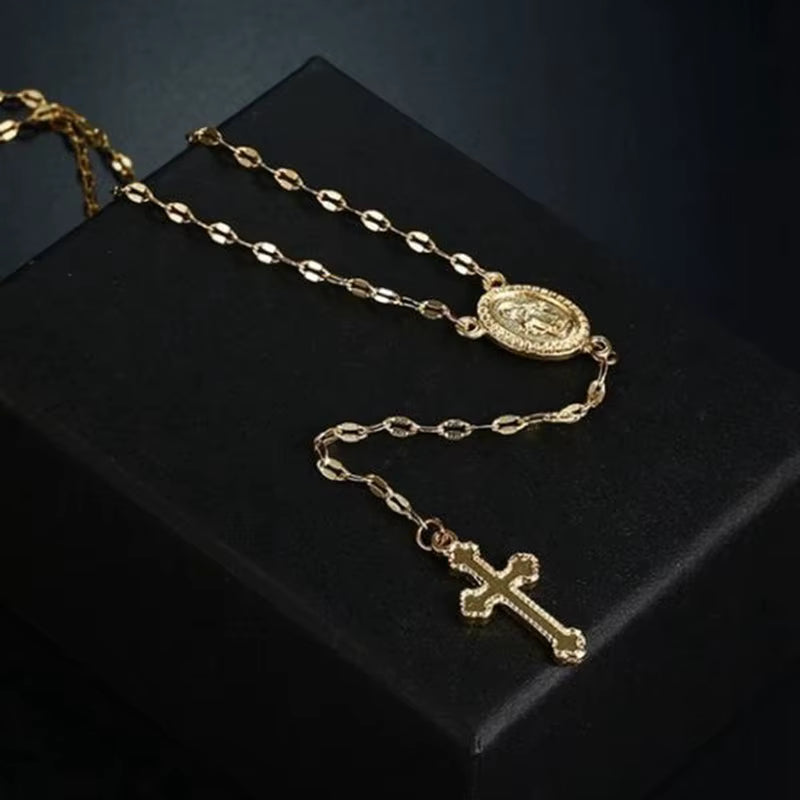 Cross Necklace – Gold Rosary Pendant | AURIA