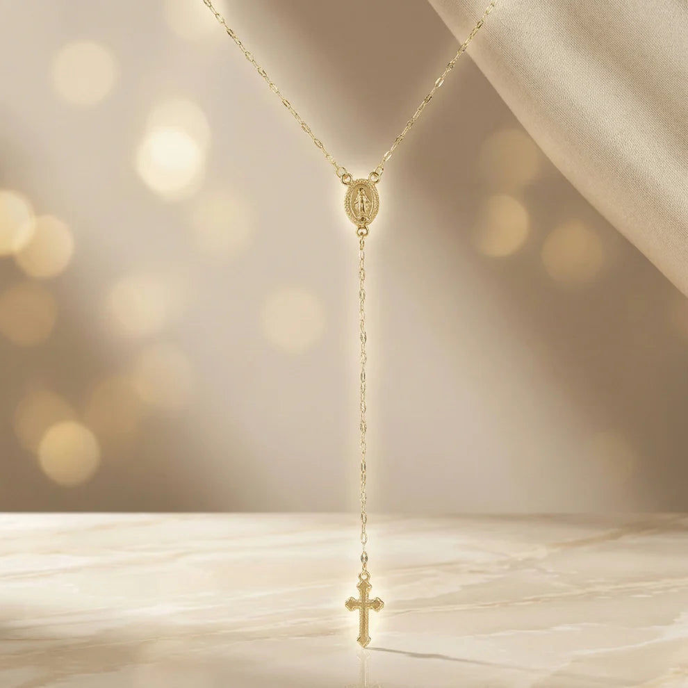 Cross Necklace – Gold Rosary Pendant | AURIA